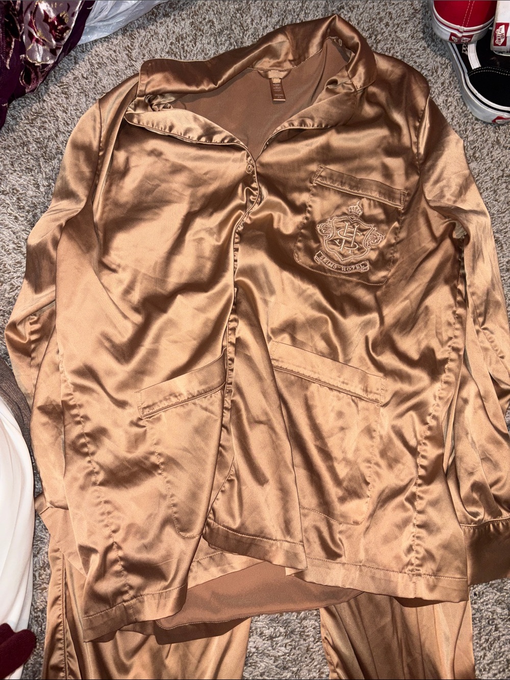 SKIMS Satin Bomber Jacket in Caramel